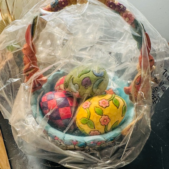 Jim Shore "Hunting Eggs, Finding Joy" -  Easter Basket 5 Eggs Spring Box Set - Picture 9 of 10